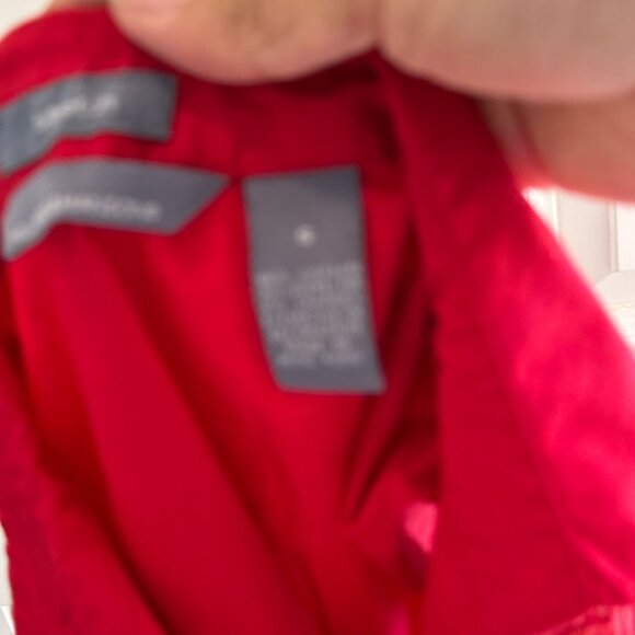 Hillard & Hanson Womens Stretch Red Sleeveless Button-Up Shirt - Size M - Picture 6 of 8